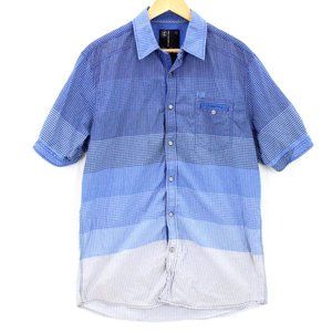 FLTR Shirt Mens Blue Plaid Button Down Short Sleeve Collared Cotton Size XL